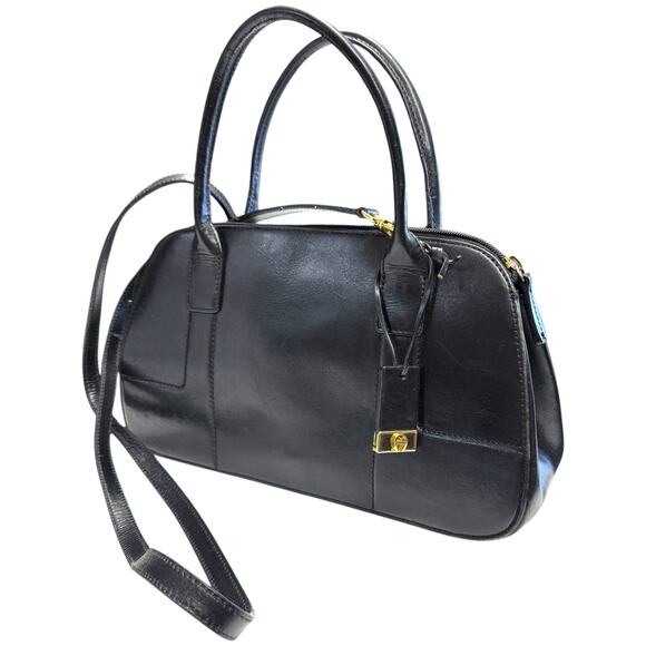 Vintage Y2K Etienne Aigner Black‎ Leather 2 Handle Shoulder Bag Crossbody Strap - Picture 2 of 13